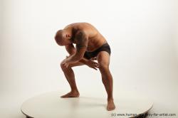 Underwear Man Black Standing poses - ALL Muscular Bald Standing poses - simple Academic